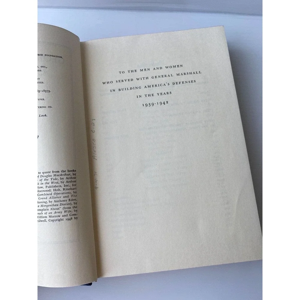 WWII Military History George C Marshall Ordeal and Hope 1939-1942 1st Ed Vtg